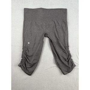 Lululemon In The Flow Black Mid Rise Cropped Leggings Size Large